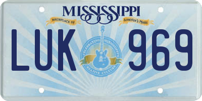 MS license plate LUK969