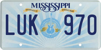 MS license plate LUK970