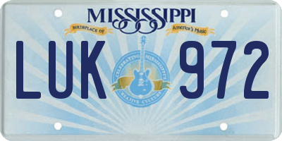 MS license plate LUK972