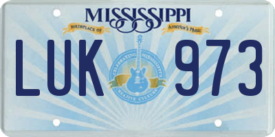MS license plate LUK973