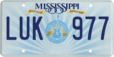 MS license plate LUK977