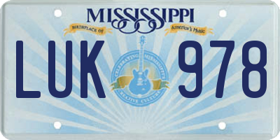 MS license plate LUK978