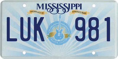 MS license plate LUK981