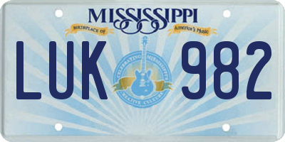 MS license plate LUK982