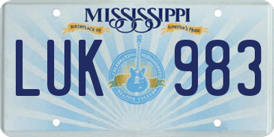 MS license plate LUK983