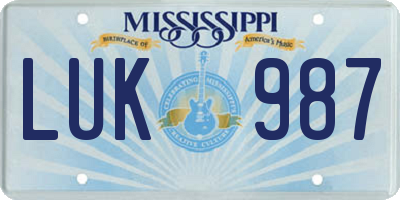 MS license plate LUK987