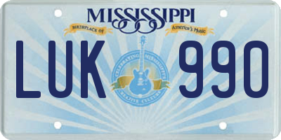 MS license plate LUK990