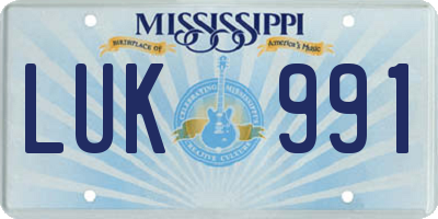 MS license plate LUK991
