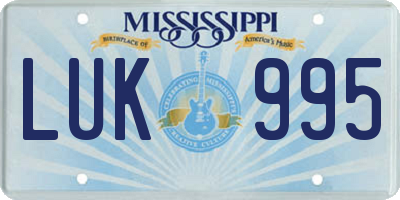 MS license plate LUK995