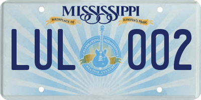 MS license plate LUL002