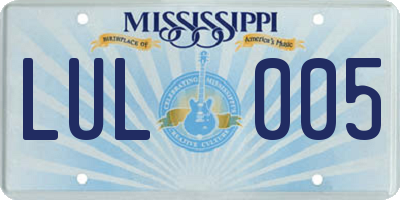 MS license plate LUL005