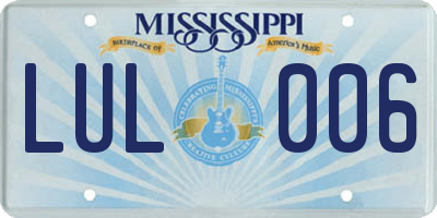 MS license plate LUL006