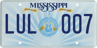 MS license plate LUL007