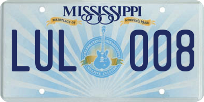 MS license plate LUL008
