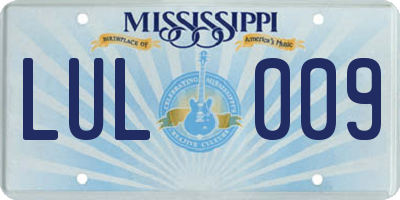 MS license plate LUL009