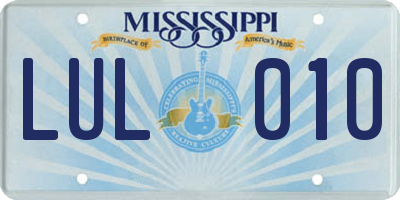 MS license plate LUL010