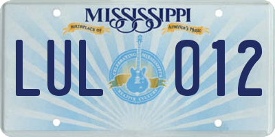 MS license plate LUL012