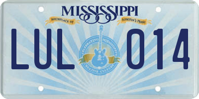 MS license plate LUL014
