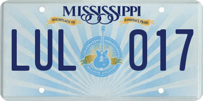 MS license plate LUL017