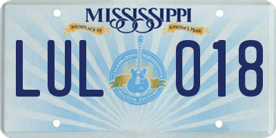 MS license plate LUL018
