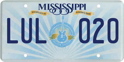 MS license plate LUL020