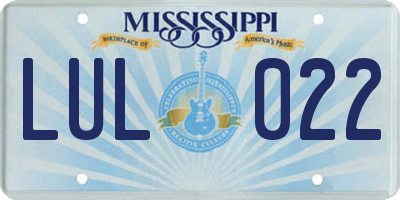 MS license plate LUL022