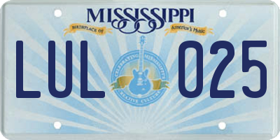 MS license plate LUL025