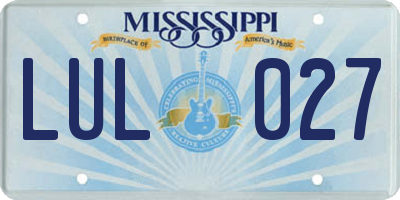 MS license plate LUL027