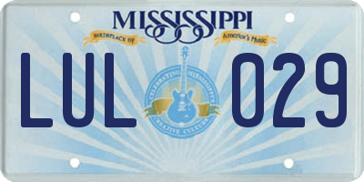MS license plate LUL029