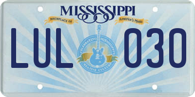 MS license plate LUL030