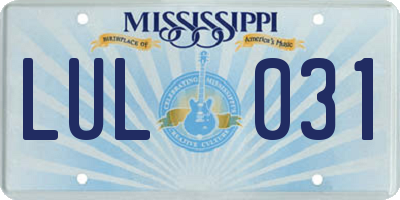 MS license plate LUL031