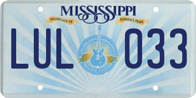 MS license plate LUL033