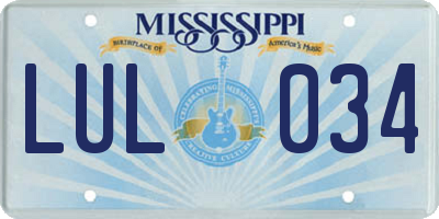 MS license plate LUL034