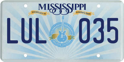 MS license plate LUL035