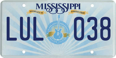 MS license plate LUL038