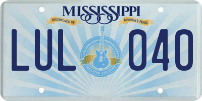 MS license plate LUL040