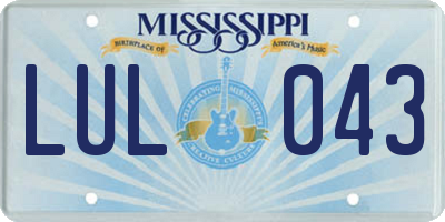 MS license plate LUL043