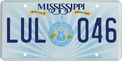 MS license plate LUL046