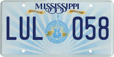 MS license plate LUL058