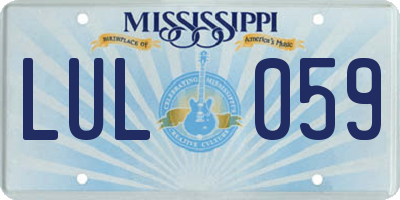 MS license plate LUL059
