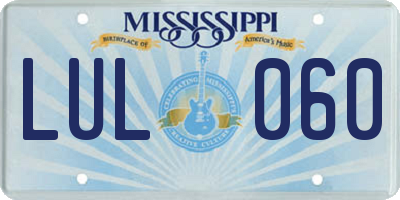 MS license plate LUL060