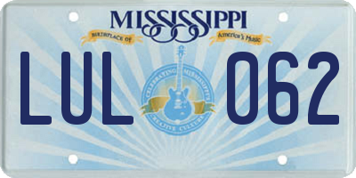 MS license plate LUL062