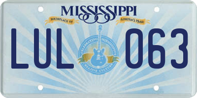 MS license plate LUL063