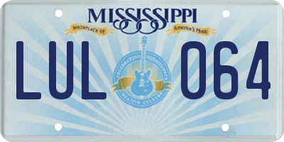 MS license plate LUL064
