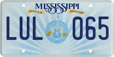 MS license plate LUL065