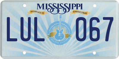 MS license plate LUL067