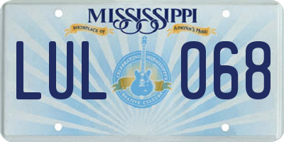 MS license plate LUL068