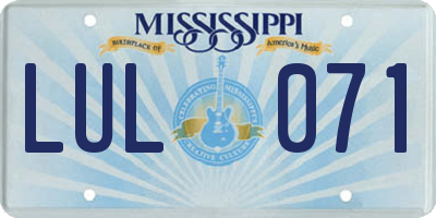 MS license plate LUL071