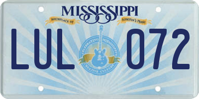 MS license plate LUL072