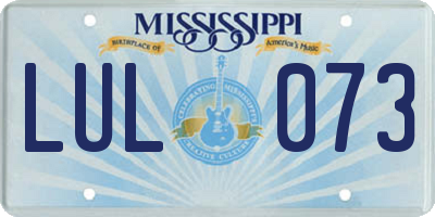 MS license plate LUL073